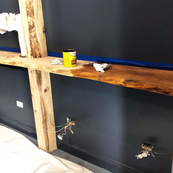 Staining wood shelves for new Chicago Northside bar