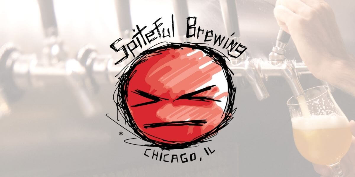 Spiteful brewing logo in front of beer tap
